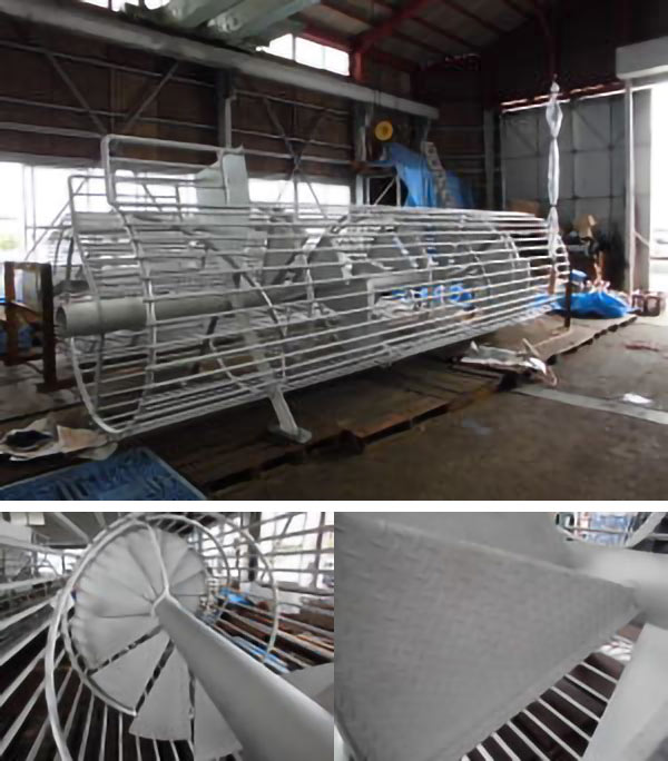 ステンレス製 屋外螺旋階段 2400Φ x 7500L 酸洗後