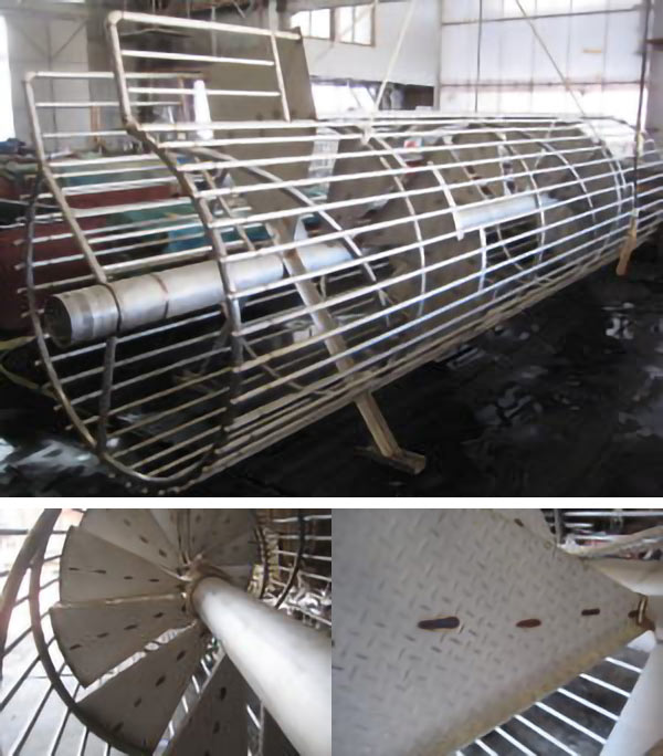 ステンレス製 屋外螺旋階段 2400Φ x 7500L 酸洗前